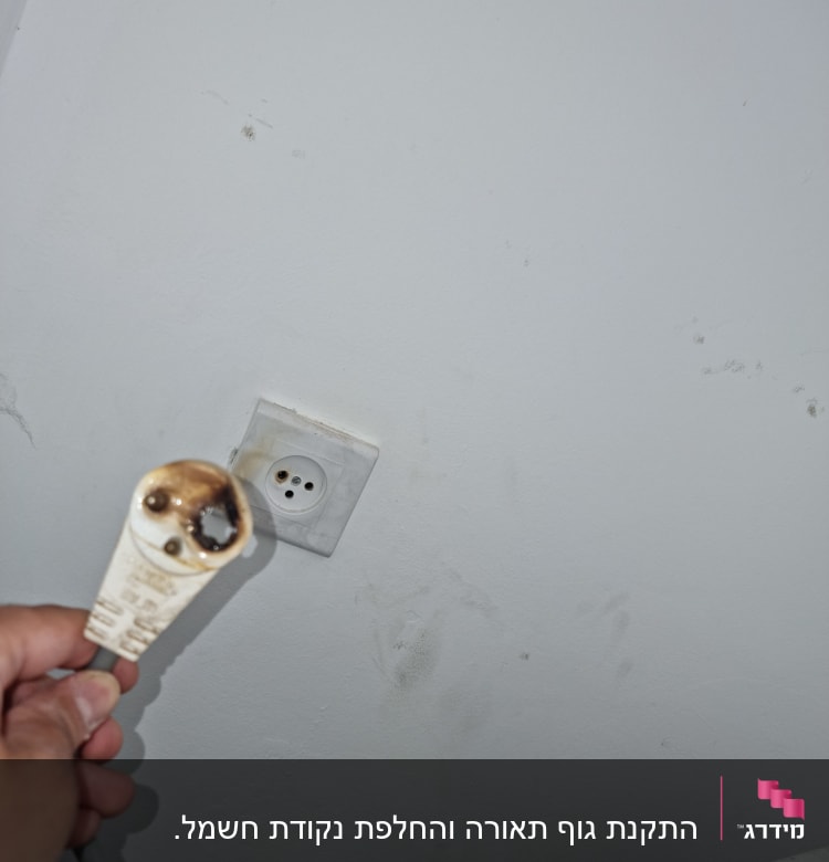 התקנת גוף תאורה והחלפת נקודת חשמל. 
